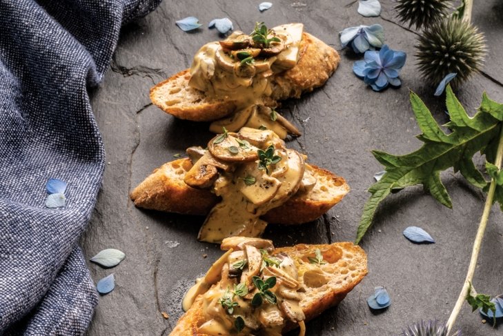 Creamy Wild Vegan Mushroom Toasts